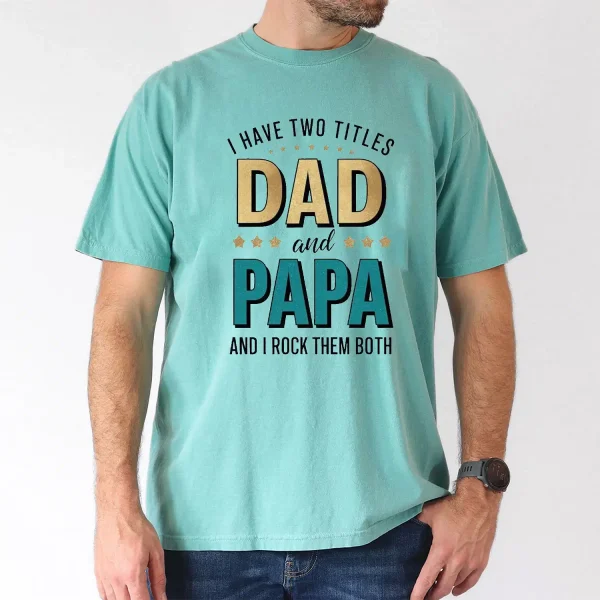 Dad-Papa-Bold-1.webp Dad & Papa Bold Letter Print with Stars T-Shirt, The Best Father's Day Gift