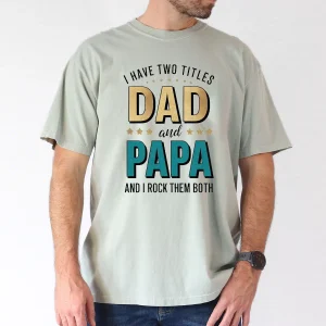 Dad-Papa-Bold-2.webp Dad & Papa Bold Letter Print with Stars T-Shirt, The Best Father's Day Gift