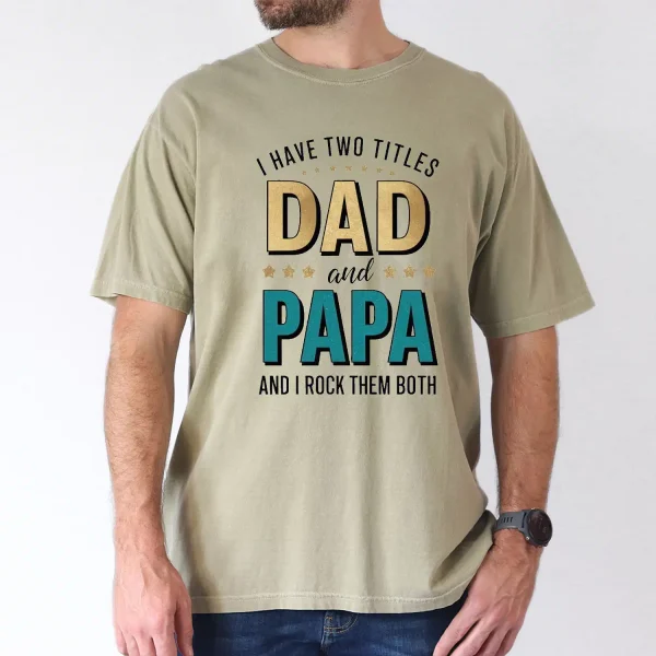 Dad-Papa-Bold-4.webp Dad & Papa Bold Letter Print with Stars T-Shirt, The Best Father's Day Gift