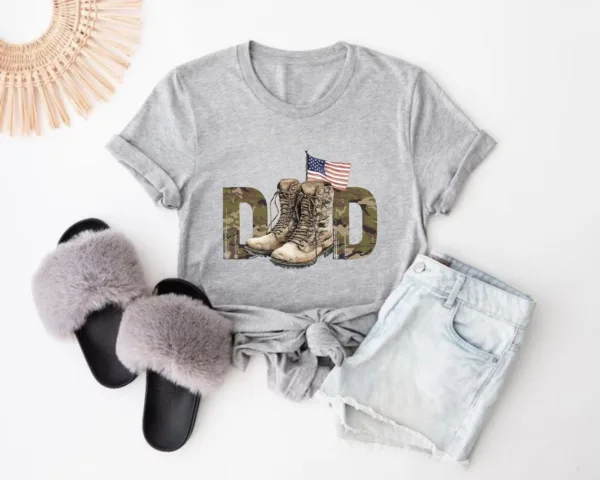 Dad-Veteran-Shirt-3.jpg Dad Veteran T-Shirt, Patriotic Gift for Dad Memorial Day, Veterans Day Gift Military Dad USA Flag Shirt, Gift for Him Gift for Veteran