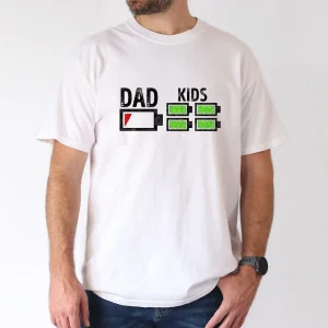 Dad-of-Four-Low-Battery-Funny-Father-of-4-Boys-Girls-Dad-T-Shirt-100-Cotton-Father-T-shirts-for-Men-Women-180g-round-neck-black-size-S-XXXL-1.webp Dad of Four Low Battery Funny Father of 4 Boys Girls Dad T-Shirt, The Best Father's Day Gift