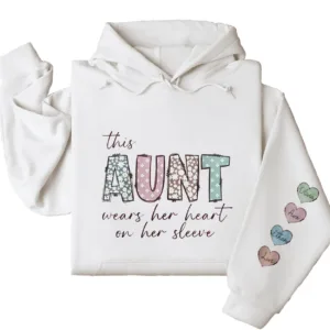 Family - This Mama Wears Her Heart On Her Sleeve - Personalized Hoodie - The Best Mother's Day Gift