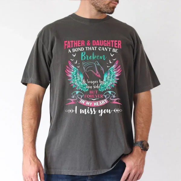 Father-Daughter-Forever-Bond-Graphic-1.webp Father & Daughter Forever Bond Graphic T-Shirt with Colorful Wing Design, The Best Father's Day Gift