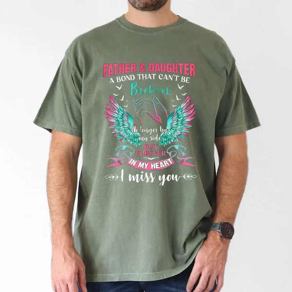 Father-Daughter-Forever-Bond-Graphic-2.webp Father & Daughter Forever Bond Graphic T-Shirt with Colorful Wing Design, The Best Father's Day Gift