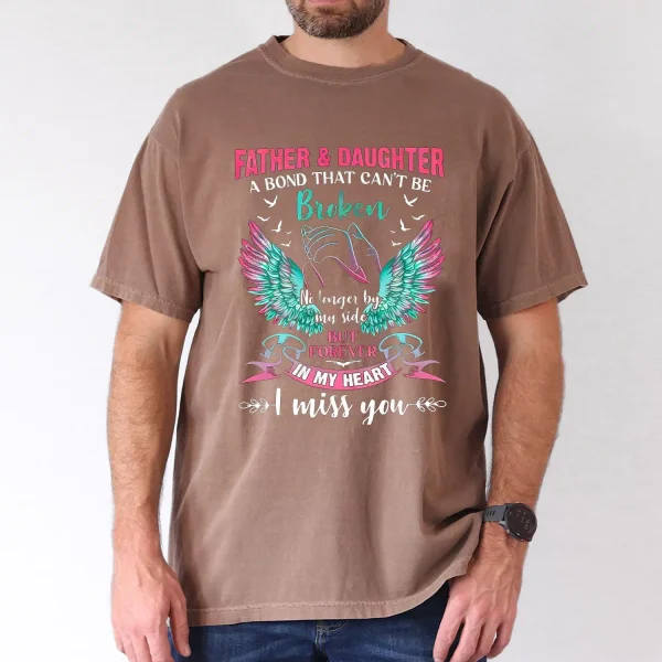 Father-Daughter-Forever-Bond-Graphic-4.webp Father & Daughter Forever Bond Graphic T-Shirt with Colorful Wing Design, The Best Father's Day Gift
