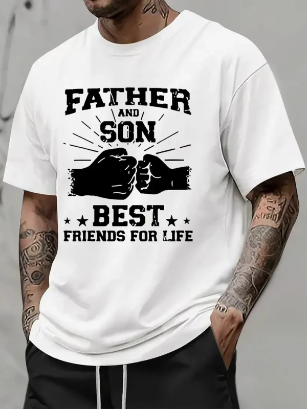 Father-Son-Friendship-Word-Print-American-1.webp Father-Son Friendship Word Print American Trendy Brand Design Graffiti Letter Print T-Shirt
