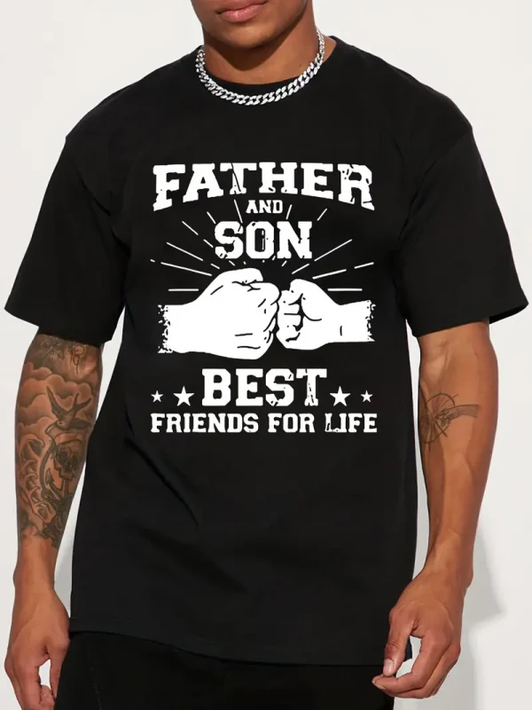 Father-Son-Friendship-Word-Print-American-2.webp Father-Son Friendship Word Print American Trendy Brand Design Graffiti Letter Print T-Shirt