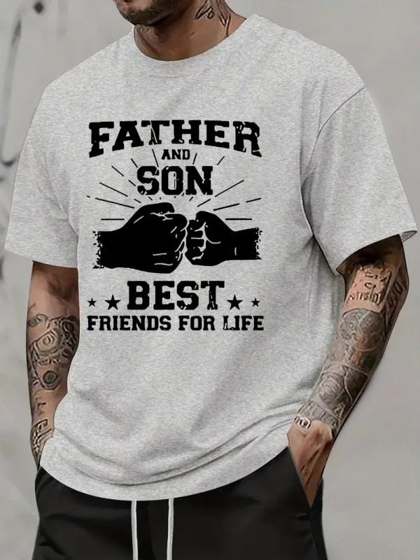 Father-Son-Friendship-Word-Print-American-3.webp Father-Son Friendship Word Print American Trendy Brand Design Graffiti Letter Print T-Shirt