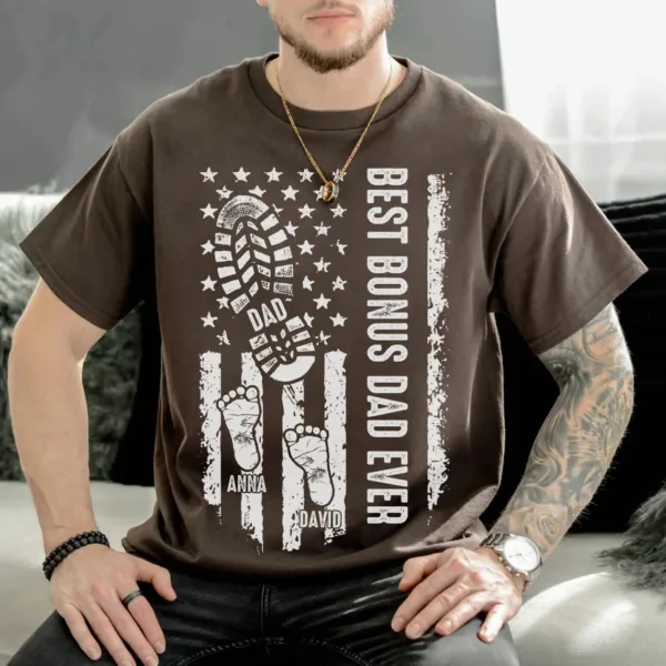 Fathers Day Gifts, Custom Shirt With Kids Name For Bonus Dad, Personalized Best Bonus Dad Ever T-shirt, Bonus Dad Shirt Gifts, Step Dad Gifts
