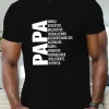 Father's Day Men's Casual Short Sleeve T-Shirt - Papa German Print, Royal Blue, Round Neck, Summer Top, Machine Washable, Fathers Day Tshirt