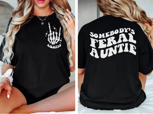 Feral-Aunt-Shirt-3.webp Feral Aunt T-Shirt, Trendy Women's Shirts, Moss tshirt, With Sayings, Gift For New Aunt Reveal