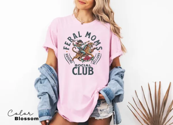 Feral-Moms-Social-Club-Shirt-3-1.jpg Feral Moms Social Club, Vintage Graphic Tee, Somebody's Feral Wife T-Shirt, The Best Idea for Mother's Day Gift