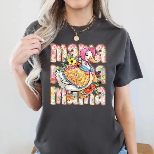 Floral-Mama-Goose-Shirt-Mama-Goose-Tee-Girly-Goose-Shirt-Mothers-Day-Floral-Mama-Tee-Funny-Duck-Mama-Shirt-1-1.jpg Cute Mama Coquette, Goose Lover, Mother's Day, Girly T-Shirt ? The Best Mother 's Day Gift