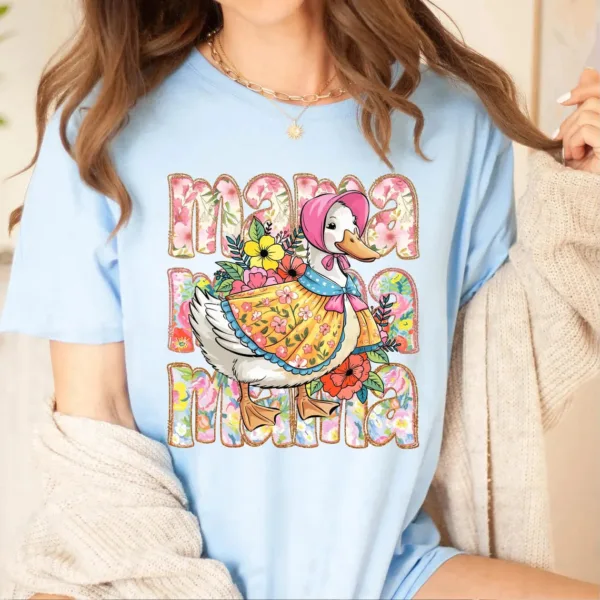 Floral-Mama-Goose-Shirt-Mama-Goose-Tee-Girly-Goose-Shirt-Mothers-Day-Floral-Mama-Tee-Funny-Duck-Mama-Shirt-4-1.jpg Cute Mama Coquette, Goose Lover, Mother's Day, Girly T-Shirt ? The Best Mother 's Day Gift