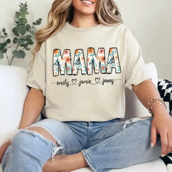 Floral Mama Grandma Nana, Floral Mama Flower with Kids Names, Custom Gigi, Mamaw -  The Best Mothers Day Gift