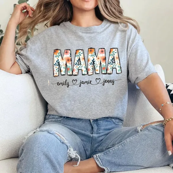 Floral Mama Grandma Nana, Floral Mama Flower with Kids Names, Custom Gigi, Mamaw -  The Best Mothers Day Gift