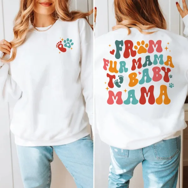 From-Fur-Mama-To-Baby-Mama-2-1.jpg From Fur Mama To Baby Mama, Pregnancy Announcement Sweatshirt, Baby Shower Gift, Pregnancy Reveal, Dog Mom, The Best Idea for Mother's Day Gift
