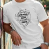 Fun French Crinkle Men's T-Shirt - Black Geometric Graphic Print with Superhero Dad French Quote, Casual Short Sleeve Round Neck Summer Tee