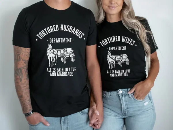 Funny Couples Shirt, Tortured Husband Wife Department Couples T-Shirts, Husband And Wife Couples Trip Tees, Anniversary Gifts For Couples