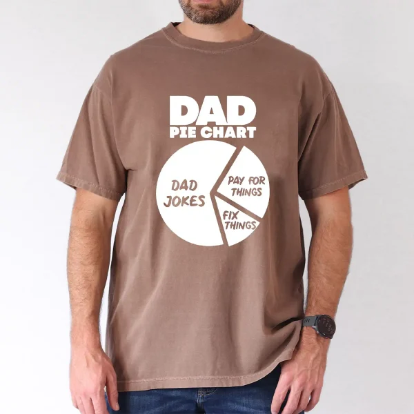 Funny-Dad-Graphic-Tee-1.webp Dad Pie Chart Include Dad Jokes, Dad For Things, Fix Things, Funny Dad Graphic Tee, The Best Father's Day Gift