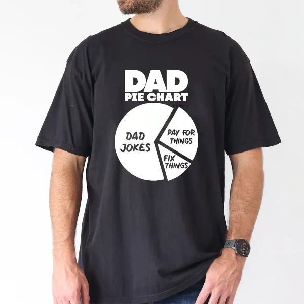 Funny-Dad-Graphic-Tee-4.webp Dad Pie Chart Include Dad Jokes, Dad For Things, Fix Things, Funny Dad Graphic Tee, The Best Father's Day Gift