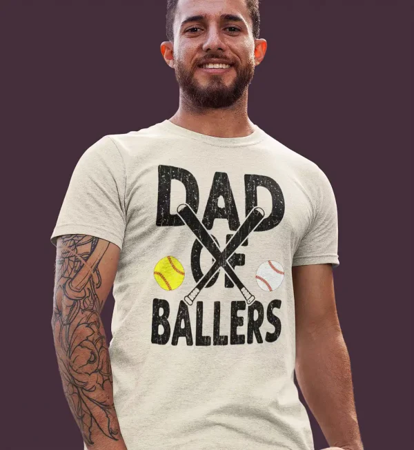 Funny-Dad-of-Ballers-T-shirt-1.webp Softball Baseball Dad Shirt ? Proud Sports Dad of Ballers ? Father's Day Gift