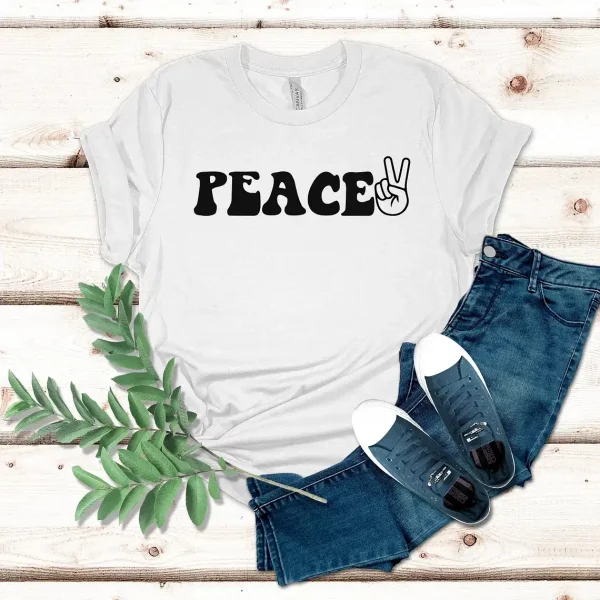 Couples Matching T-Shirt With I Come In Peace and Peace Print Design, The Best Family Matching Gift