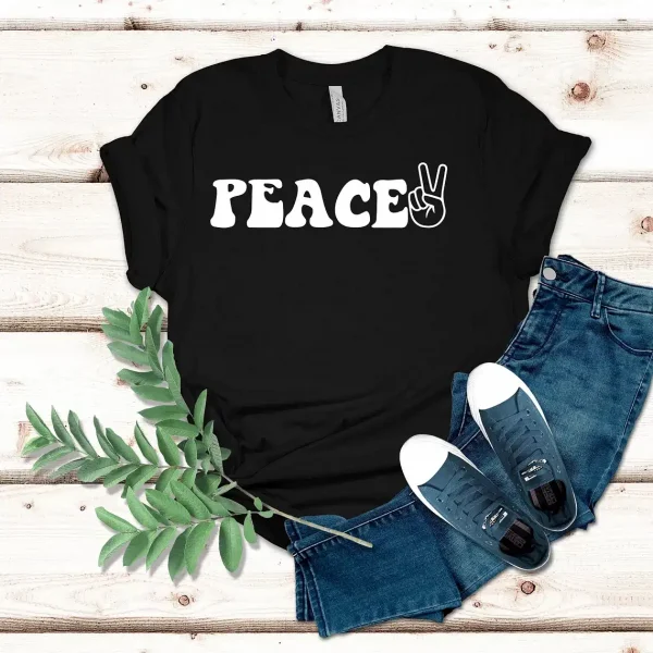 Couples Matching T-Shirt With I Come In Peace and Peace Print Design, The Best Family Matching Gift