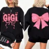 Gigi And Kids Lovely Bow - Personalized Sweatshirt With Design On Sleeve - Meaningful Mother's Day Gifts For Grandma, Mom, Wife