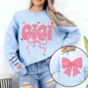 Gigi And Kids Lovely Bow - Personalized Sweatshirt With Design On Sleeve - Meaningful Mother's Day Gifts For Grandma, Mom, Wife