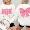 Gigi And Kids Lovely Bow - Personalized Sweatshirt With Design On Sleeve - Meaningful Mother's Day Gifts For Grandma, Mom, Wife