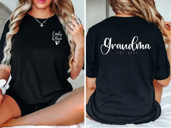 Grandma Est Date T-Shirt, Personalized Grandma T-shirt, Cool Grandma Shirt, Mother's Day Gift, Custom Grandma Shirt, Gift for Grandma