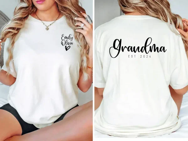 Grandma Est Date T-Shirt, Personalized Grandma T-shirt, Cool Grandma Shirt, Mother's Day Gift, Custom Grandma Shirt, Gift for Grandma