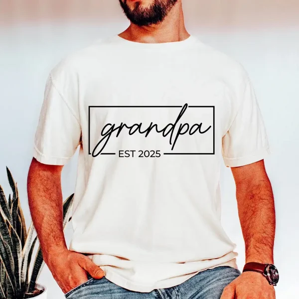 Grandpa-Est-Year-4.webp Custom Grandpa EST T-Shirt, Funny Granddad Shirt, Gift for Grandpa, Father's Day Gift
