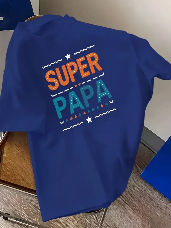 Graphic Design Featuring Super Dad on a Men's Short-Sleeve Crew Neck T-Shirt, a Comfortable And Lightweight Casual Top Perfect for Summer