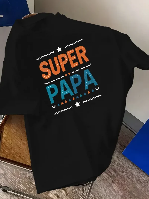 Graphic Design Featuring Super Dad on a Men's Short-Sleeve Crew Neck T-Shirt, a Comfortable And Lightweight Casual Top Perfect for Summer