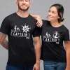 Couple Matching T-Shirt, Her Captain and His Anchor Print Design For Summer, Father's Day T-Shirt, The Best Family Matching Gift