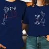 His & Hers Matching Couple T-Shirts - Casual Red Graphic Tees with Oh Oh & Yep! Love Story Print, Summer Outfit for Men and Women