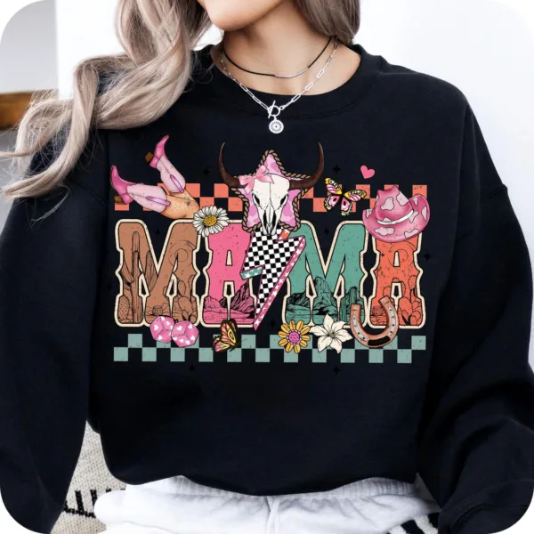 Howdy Mama Sweatshirt, Western Mama, Cowhide Mama, Western Mom, Coquette, Cowgirl Mama, The Best Idea for Mother's Day Gift