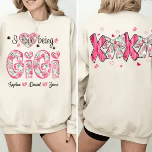 I Love Being Gigi, Grandma and Grandkids - Personalized Sweatshirt - Gift For Grandma, Mom, Wife