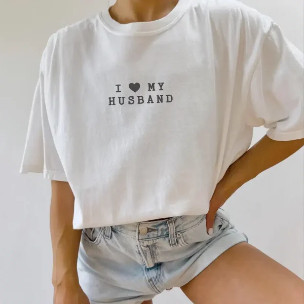 I Love My Wife Husband Custom Honeymoon Gift for Couple Unisex  T-Shirt, Personalized Matching Couple Shirt