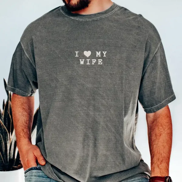 I Love My Wife Husband Custom Honeymoon Gift for Couple Unisex  T-Shirt, Personalized Matching Couple Shirt