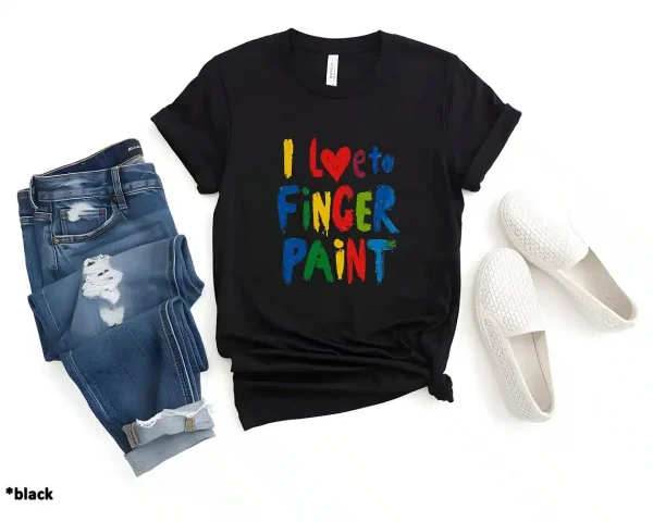 I-Love-To-Finger-Paint-3.webp Couples Matching T-Shirt With I Love To Finger Paint and I'm Paint Print Design, The Best Family Matching Gift