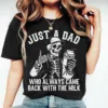 Just A Dad Who Always Came Back With The Milk Shirt, Funny Skeleton Tee, Father Day Gift, Dad With Milk Shirt, Husband Gift, Fun