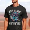 Just a Dad Who Always Came Back With The Milk T-Shirt, Retro Dad Raccoon Shirt, Funny Father's Day Gift for Dad Sarcastic, Vintage