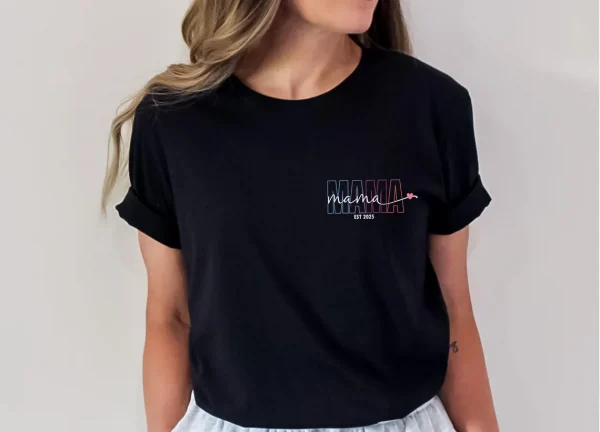 Mama Est Shirt, Personalized Mama T shirt, Custom Mama Shirt, New Mum Gift, Mothers Day Shirt