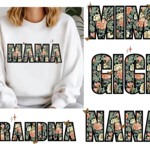 Gift for Mother's Day: Mama Mini Grandma Nana Gigi Wildflower Spring Sweatshirt
