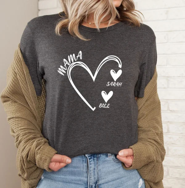 Grandma Shirt, Personalized Shirt, Mum T Shirt, Custom Grandma Tee, Heart T-shirt, New Grandma Gift