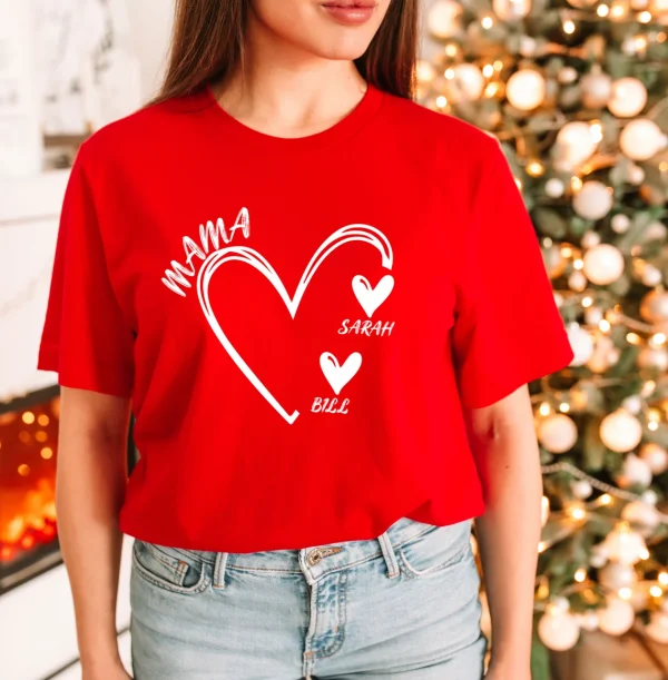 Grandma Shirt, Personalized Shirt, Mum T Shirt, Custom Grandma Tee, Heart T-shirt, New Grandma Gift