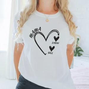 Grandma Shirt, Personalized Shirt, Mum T Shirt, Custom Grandma Tee, Heart T-shirt, New Grandma Gift